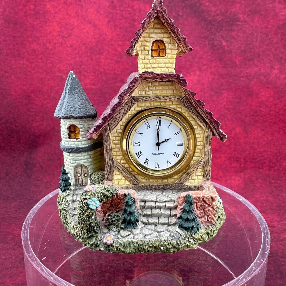 VINTAGE COLLECTIBLE FATHER TIME "OLD WORLD VILLAGE" COTTAGE MANTEL CLOCK
